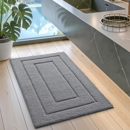 DEXI Bathroom Rugs 32x20, Non-Slip and Absorbent Bath Mat, Grey