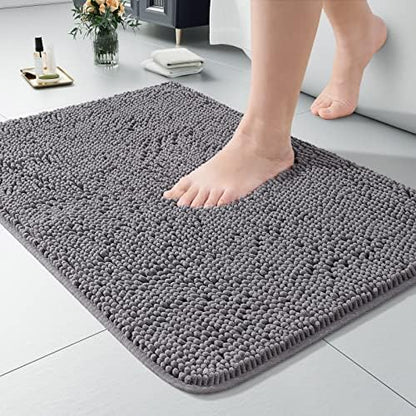 LOCHAS Luxury Bathroom Rug Shaggy Bath Mat 24 x 17 Inch, Gray