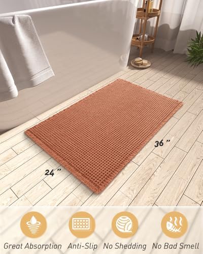 Upgraded Waffle Bath Mat Ultra Absorbent Non Slip Bathroom Mat, 24" x 36"