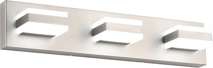 SOLFART Bathroom Vanity Lights Over Mirror Brushed Nickel Bathroom Light Fixture 3 Light Led Lights for Bathrooms Vanity Lights for Bath Nickel