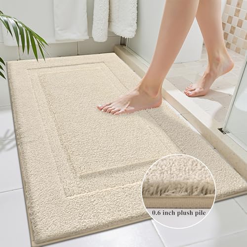 SHACOS Soft Microfiber Bathroom Rugs Set of 2 Pieces, Light Beige