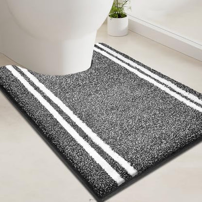PURRUGS Bathroom Rug, Bath Mat, 20" x 24" U-Shaped, Charcoal