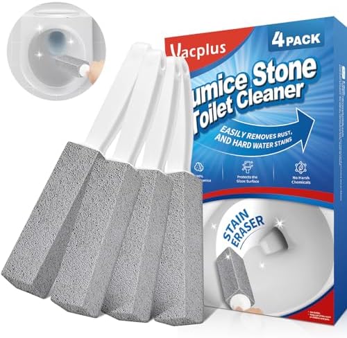 Vacplus Toilet Brush, 4 Pack, 100% Pumice Stone, Long Handle