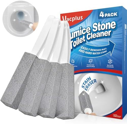 Vacplus Toilet Brush, 4 Pack, 100% Pumice Stone, Long Handle