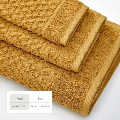 Great Bay Home Hand Towels - 100% Cotton 6 Pack 26x16 Hand Towel Set - Absorbent, Durable, Quick-Dry Towels for Bathroom (Marigold)