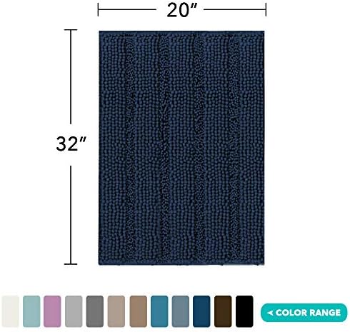 Turquoize Bathroom Rug 20"x32", Soft Absorbent Chenille Bath Rug, Navy