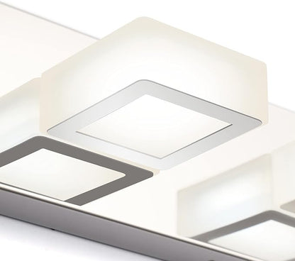 Ralbay Modern LED Bathroom Vanity Lights Chrome Stainless Steel Acrylic Bathroom Wall Lighting Fixtures Modern LED Vanity Lights Over Mirror(Natural White Light)