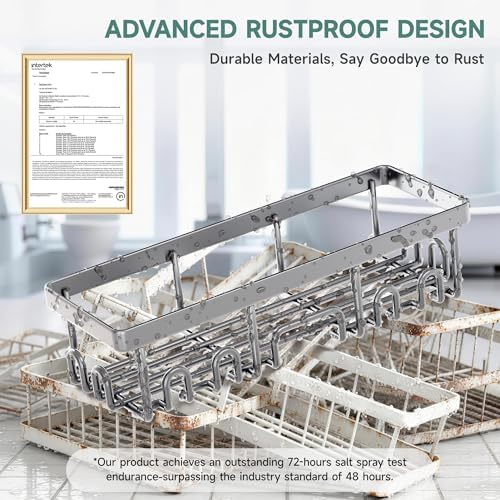 Veken Shower Caddy 6-Pack, No Drilling & Rustproof, Waterproof Adhesive Shelves Rack with Soap Holder, Large Capacity Bathroom Organizers and Storage, Wall-Mounted Kitchen & Home Decor, Silver Gray