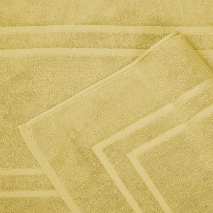 Feather & Stitch 2 Piece Towel Like Bath Mats (30x21 Inch) 100% Cotton Terry Bath Mats, Bathroom Shower Floor Mats [NOT A Bathroom Rug], Soft Absorbent Washable Mats - Yellow
