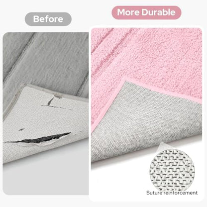 HOMEIDEAS Pink Bathroom Rug, 2 Piece Super Soft Microfiber and Absorbent Shower Mat, Machine Washable Bath Mats for Valentine's Day Decorations, 20" x 32" + 16" x 24"
