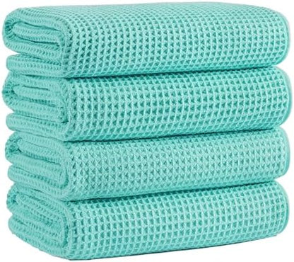 MICROFI Microfiber Waffle Bath Towels, 4 Pieces, Soft, Absorbent, Fast Drying, Lint Free 430 GSM (27''x55''/68.58 cm x139.7 cm)