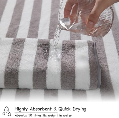 2 Piece Light Gray Cabana Stripe Hand Towels for Bathroom 16"x31" Ultra Soft Breathable Hand Face Towels Highly Absorbent Towel Quick Dry Towel for Spa Gym Hotel Travel Camp
