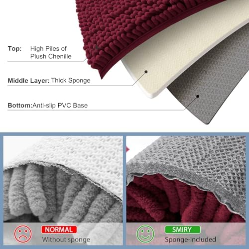 Smiry Bathroom Rugs 71X47, Luxury Chenille Extra Soft Absorbent Bath Mat