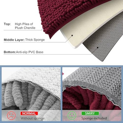 Smiry Bathroom Rugs 71X47, Luxury Chenille Extra Soft Absorbent Bath Mat