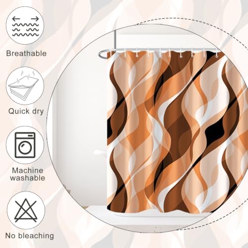 Orange Striped Clawfoot Tub Shower Curtain 180x70 inch 30 Hooks