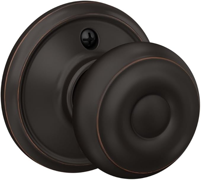 Schlage F10 GEO 716 Georgian Door Knob, Hall & Closet Passage Lock, Aged Bronze