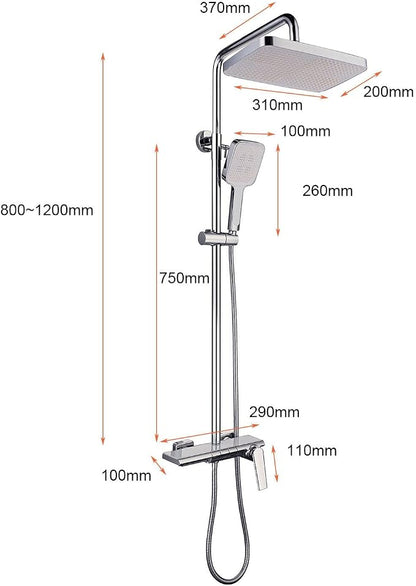 Exposed Shower System, Modern Piano Key Design, BSS0321 Shower Head Set, 30x20cm Shower Faucet Sets Complete, Handheld, Bathtub Faucet, 59A All Copper, Anti-Corrosion