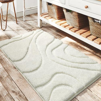DEXDE Bathroom Rugs 20x32 Non Slip Bath Mats for Floor Shower Tub, White