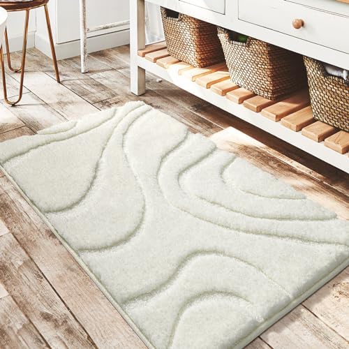 DEXDE Bathroom Rugs Non-Slip Mat for Bathroom Floor Tub Shower, 24x36 White