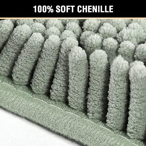 H.VERSAILTEX Microfiber Bath Rugs Chenille Floor Mat Ultra Soft Washable Bathroom Dry Fast Water Absorbent Bedroom Area Rugs, 20 x 32 - Inch, Sage