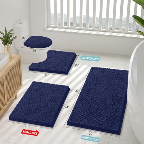 Smiry Bathroom Rugs 47X20, Luxury Chenille Extra Soft Absorbent Bath Mat