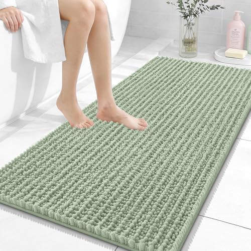 OLANLY Bathroom Runner Rugs 47x24, Thick Soft Absorbent Chenille Bath Rugs