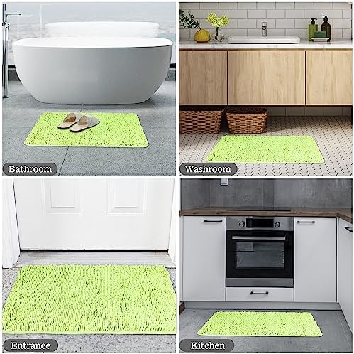 Yeaban Chenille Apple Green Bathroom Rug 26"x44", Non-Slip Rubber Backing