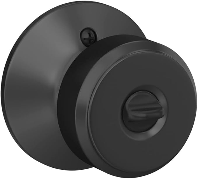 Schlage F51A BWE 622 Bowery Door Knob, Keyed Entry Lock, Matte Black