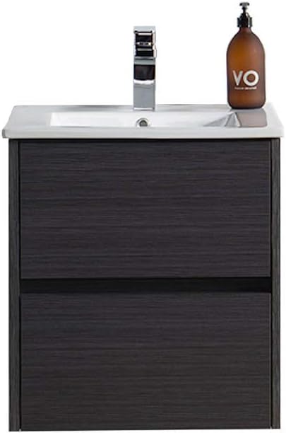 Blossom Single Bathroom Vanity with Ceramic Sink | All Wood Floating Vanity Cabinet | 2 Soft-Closing U-Shaped Cutout Drawers | 20" w/Ceramic Sink, Silver Grey