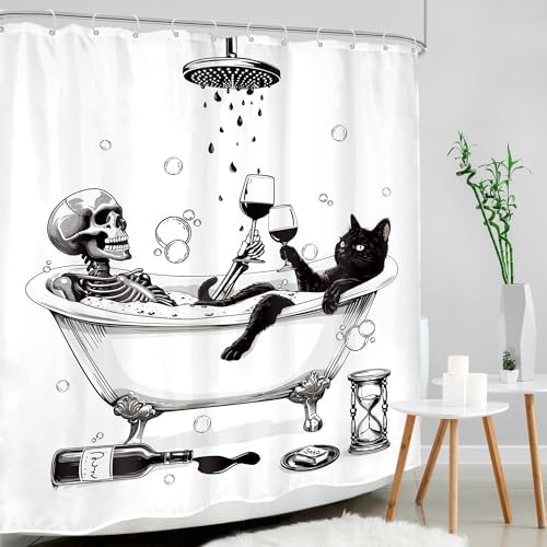 Skull Gothic Spooky Cool Bone BUBB Bathroom Shower Curtain Set