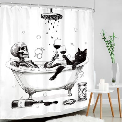 Skull Gothic Spooky Cool Bone BUBB Bathroom Shower Curtain Set