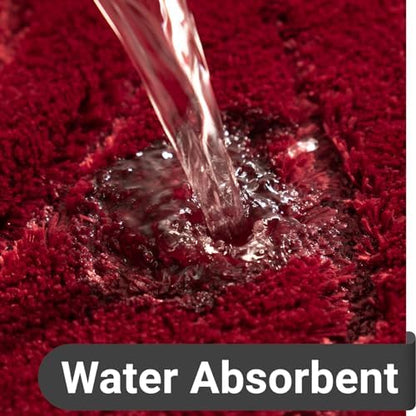 DEXDE Bathroom Rugs Mat Soft Absorbent Shaggy Floor Carpet Burgundy 24x36