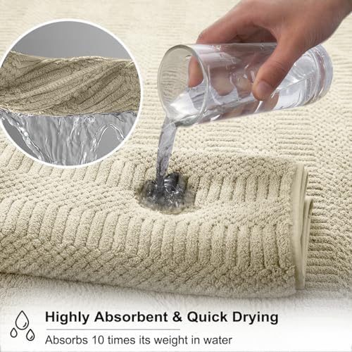 8 Pcs Camel Oversized Bath Towel Set-2 Extra Large Bath Sheets,2 Hand Towels,4 Washcloths Soft Bathroom Towels Highly Absorbent Quick Dry Beach Chair Towels Woven Towels for Hotel and Spa