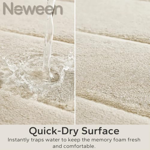 Neween Bathroom Rugs Set 2 Piece, Absorbent Memory Foam Bath Mat, Beige