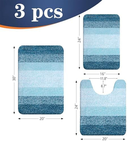 OLANLY Microfiber Bathroom Rugs Sets 3 Piece, 30"x20"+24"x16"+24"x20"