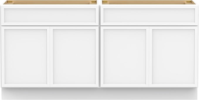 Vanity Art 72 Inch Bathroom Vanity Base Cabinet Double Sink Top (Without Sink), Soft Closing Door, Storage Unassembled Cabinet, White, 2ea 36 Inch Cabinet Combo