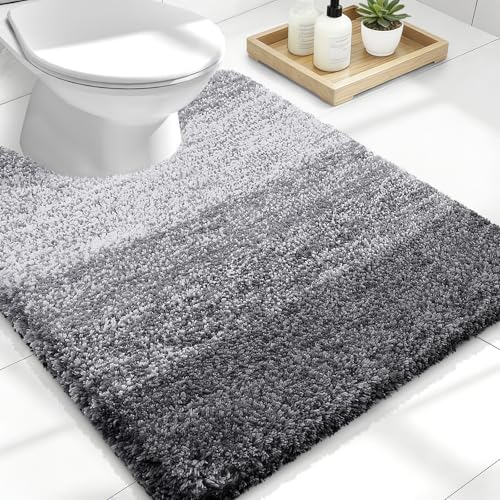 OLANLY Luxury Toilet Rugs U-Shaped 24x20, Soft Absorbent Microfiber Mat