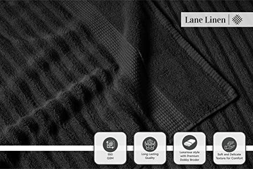 LANE LINEN Bathroom Towel Set 6 Piece Soft Absorbent Quick Dry - Black