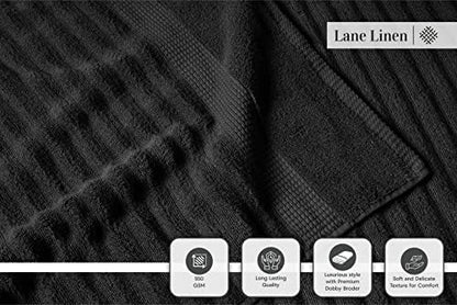 LANE LINEN Bathroom Towel Set 6 Piece Soft Absorbent Quick Dry - Black