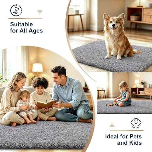OLANLY Microfiber Large Bathroom Rugs 40x32, Soft Absorbent Bath Mat, Grey