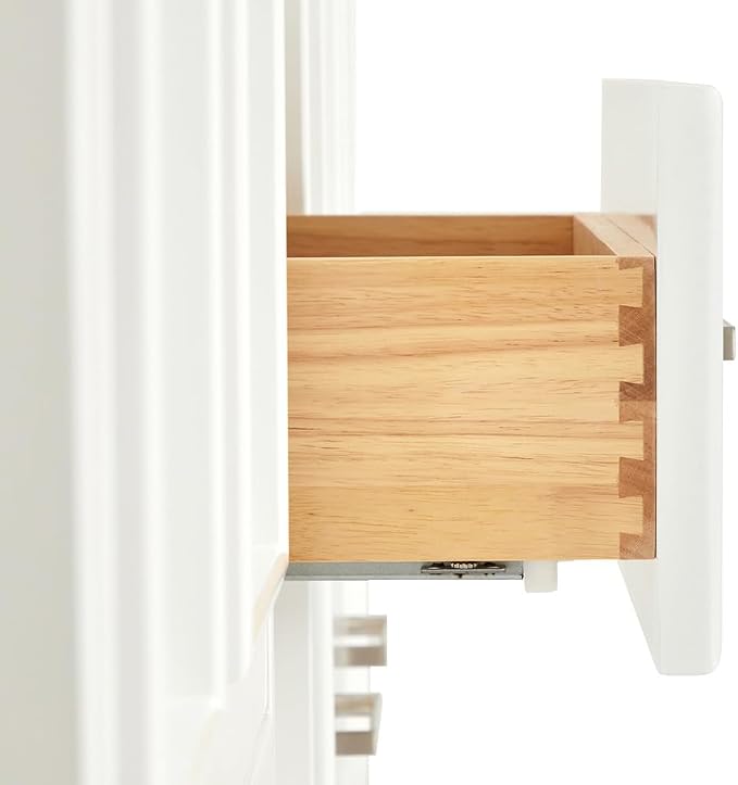 ARIEL Stafford 84-inch Bathroom Vanity with Sink,Solid Wood, 1.5-inch Italian Carrara Marble Countertop, Double Rectangular Porcelain Sink, 5 Soft Closing Doors, 6 Dovetail Drawers, White