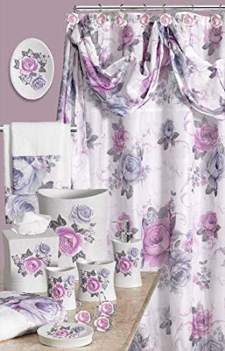 Zahari Home 4pc Michelle Bathroom Accessories Sets Lotion Pump, Tumbler, Tooth Brush Holder and Soap Dish Unique Design Floral Bathroom Set