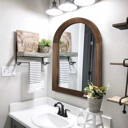 LOSOUR 2 Pack 40x30 Inch Arched Mirror, Farmhouse Decor Solid Wood Wall Mirror, Bathroom Mirrors, Vintage Mirror for Bathroom, Living Room,Bedroom, Entryway, Hallway,Foyer (Coffee, 2 Pack-40"L x 30"W)