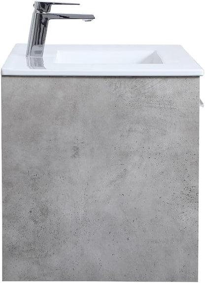 36 Inch Single Bathroom Floating Vanity in Concrete Grey, 714554