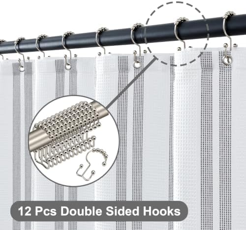 ORTIGIA 3 in 1 Waterproof Shower Curtain PEVA Liner Set 72x72 Inch,Grey