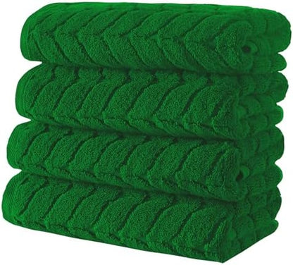 BAGNO MILANO Turkish Cotton Bath Towels, Hand Towels - Soft Plush Jacquard Collection Luxury Towels Set (Royal Green, Hand Towel Set of 4)