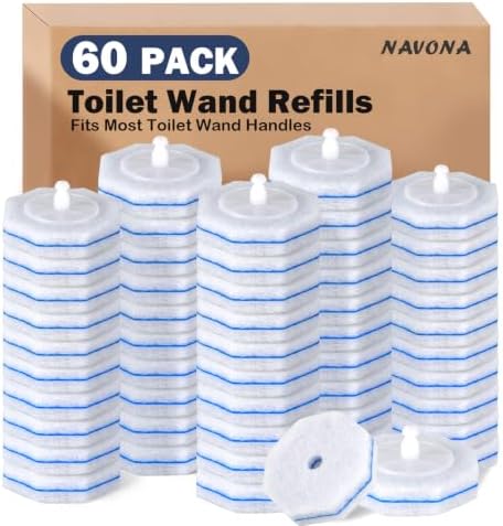 Navona 60 Count Toilet Wand Refills, Fits Most Toilet Wand Handles