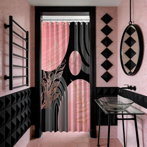 Pink and Black Stall Shower Curtain, 48X72 in Narrow Small, Mid Century