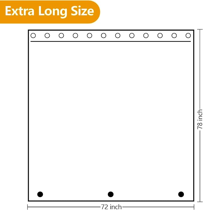 Seenus Extra Long Waterproof Fabric Shower Curtain Liner with 3 Large Magnets, 72 x 78 inch Long Cloth Shower Liner Machine Washable, White Lightweight Shower Curtain Long for Bathroom