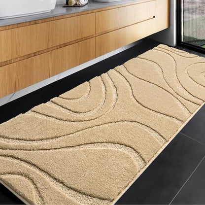DEXDE Bathroom Rugs Runner 24x60 Non-Slip Long Mats for Floor Shower Beige